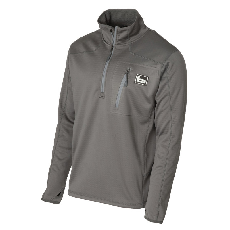 Banded Quarter Zip Mid Layer Fleece Pullover in Charcoal Color